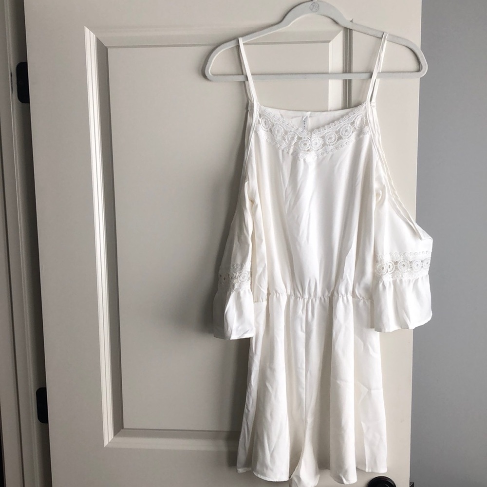 White Shoulderless Romper